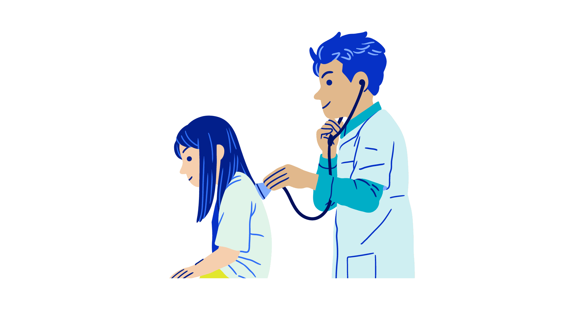 ilustración de un médico atendiendo una paciente